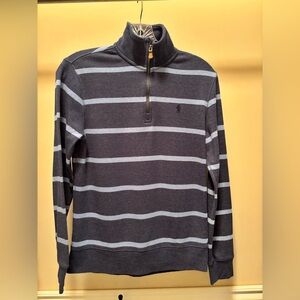 Polo by Ralph Lauren Kids Striped Half-Zip Sweater - Navy and Gray